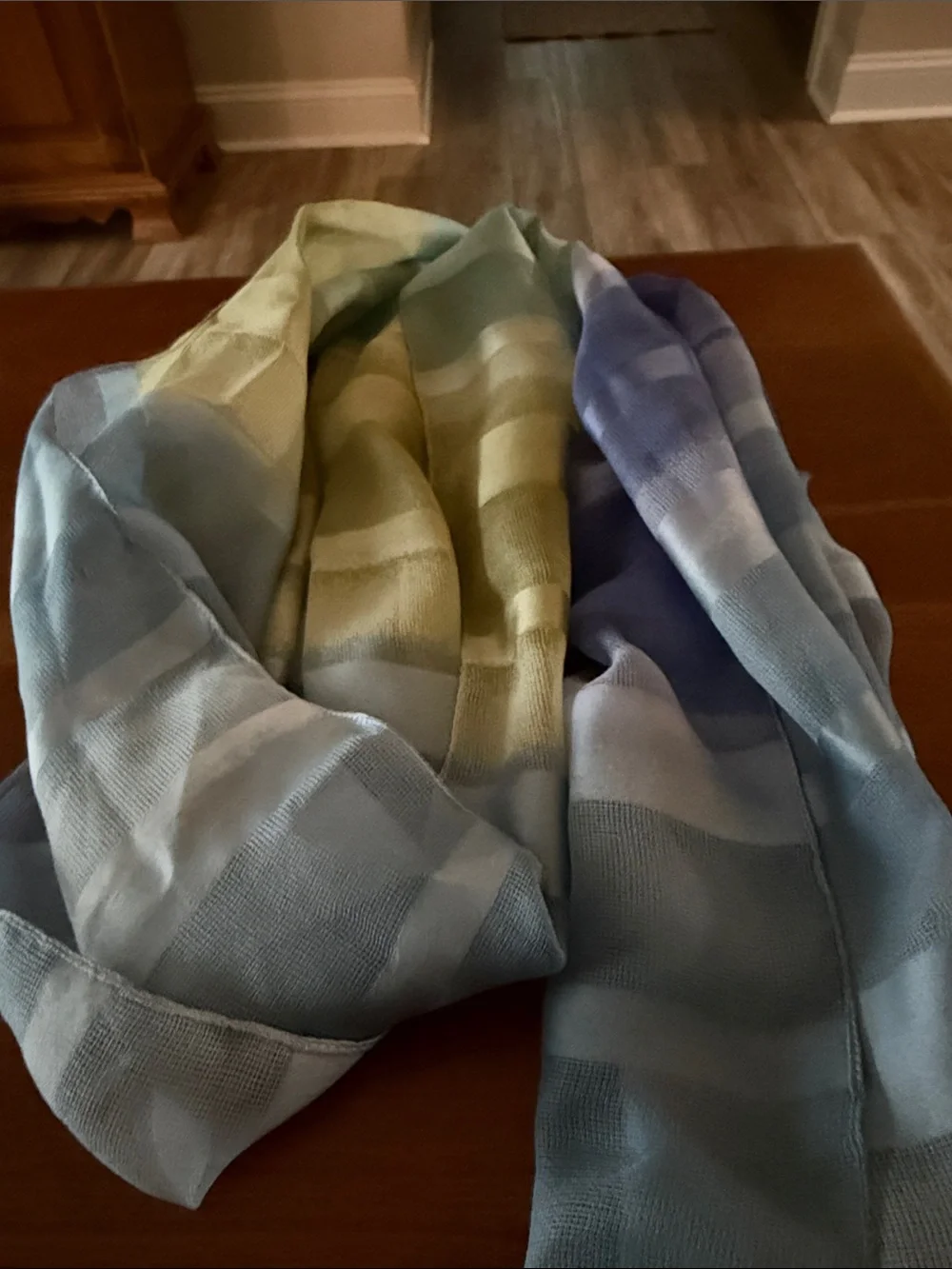 Lightweight Blue and Green Sheer Scarf